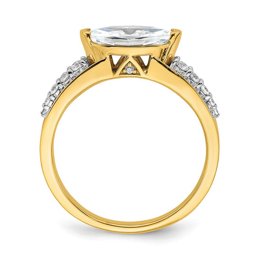 High-Quality 14K East West Marquise Engagement Ring - 1 Carat, Stylish Accents