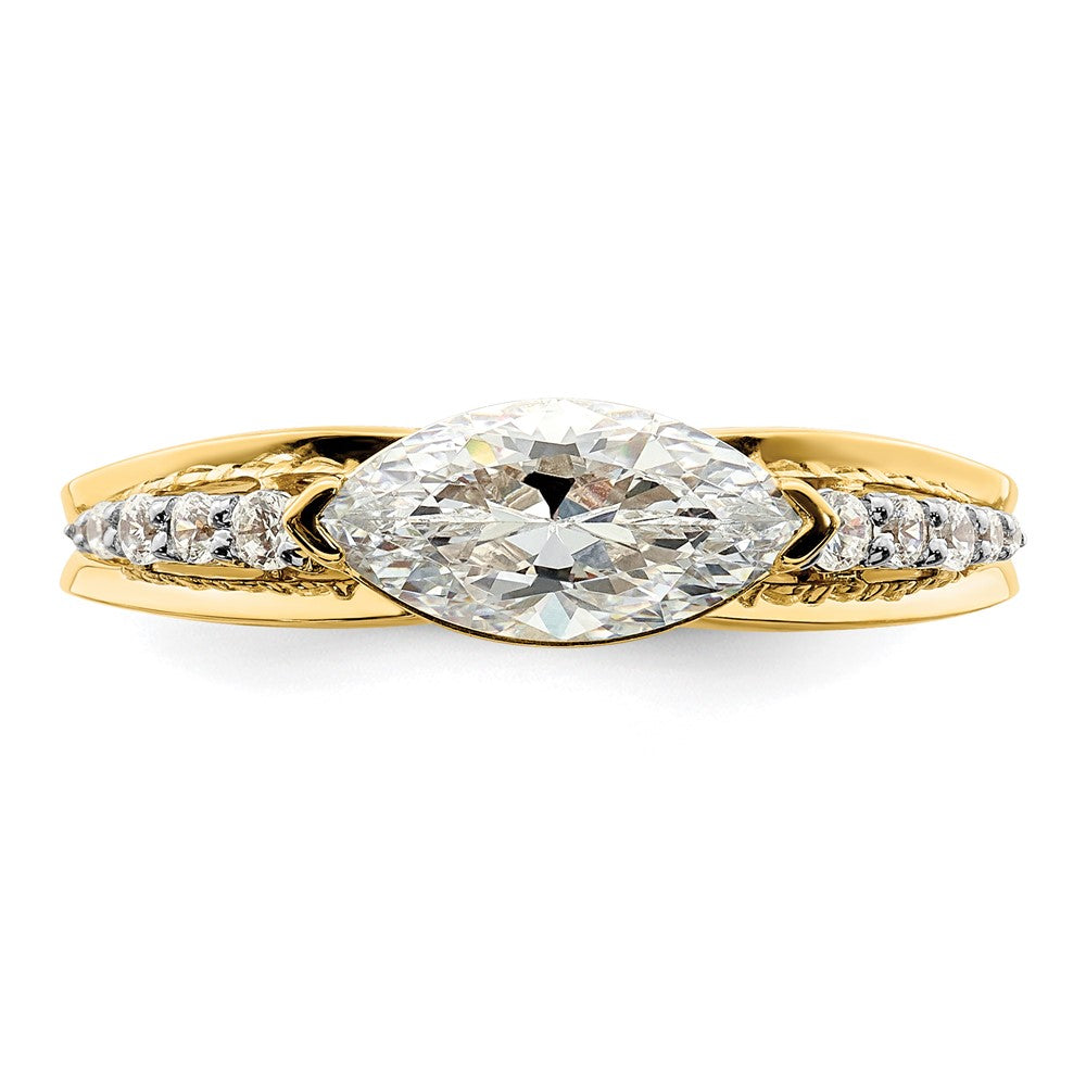 High-Quality 14K East West Marquise Engagement Ring - 1 Carat, Stylish Accents