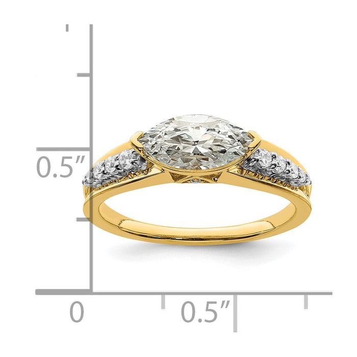 High-Quality 14K East West Marquise Engagement Ring - 1 Carat, Stylish Accents-8