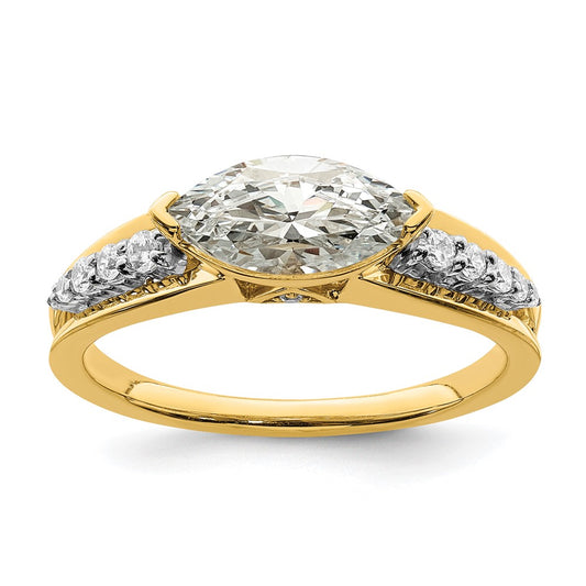High-Quality 14K East West Marquise Engagement Ring - 1 Carat, Stylish Accents