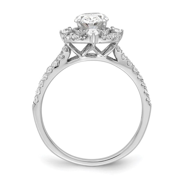 14K White Gold Vintage Halo Engagement Ring, 1 Carat Oval Center