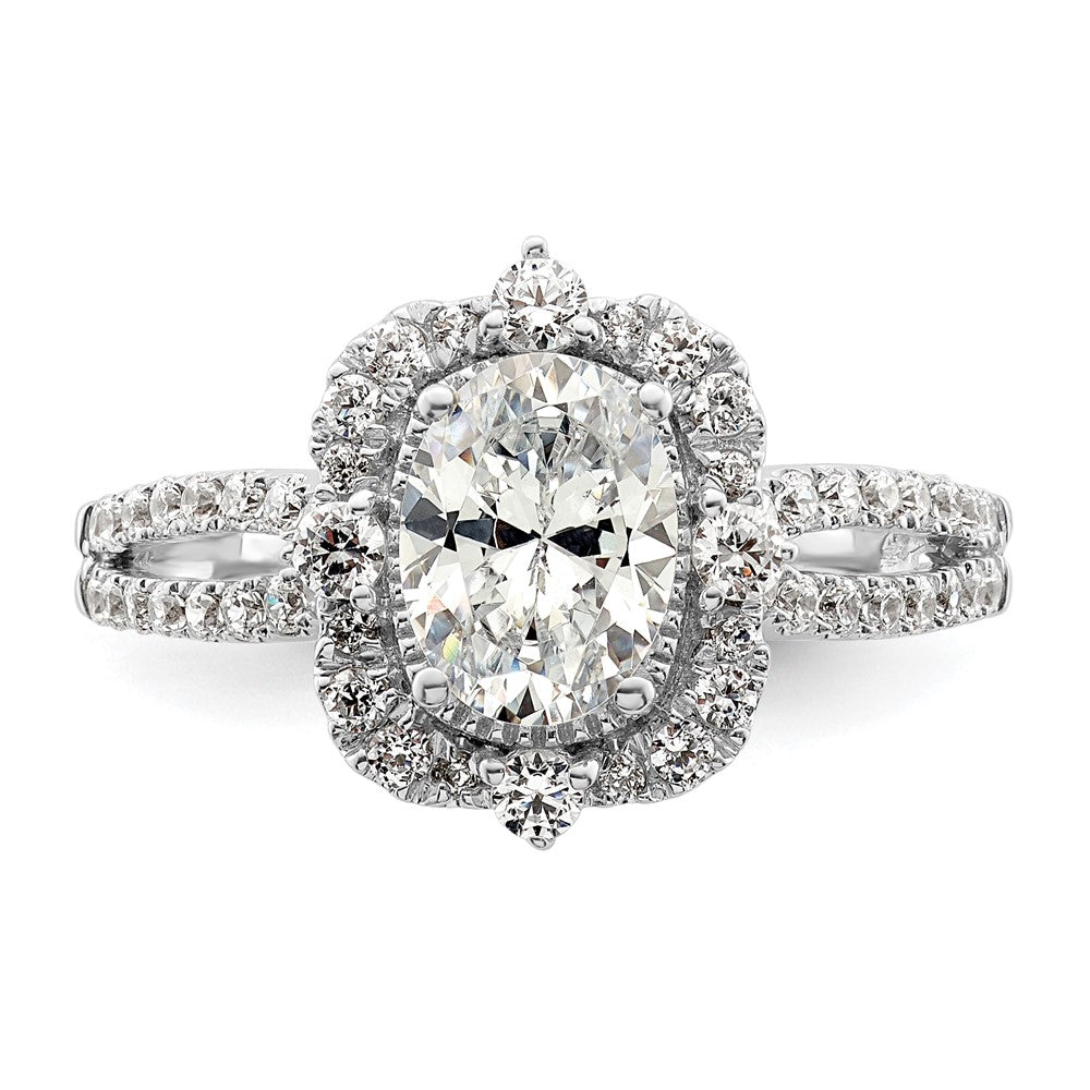 Exclusive 14K White Gold Vintage Halo Engagement Ring, 1 Carat Oval Center, Stylish Design