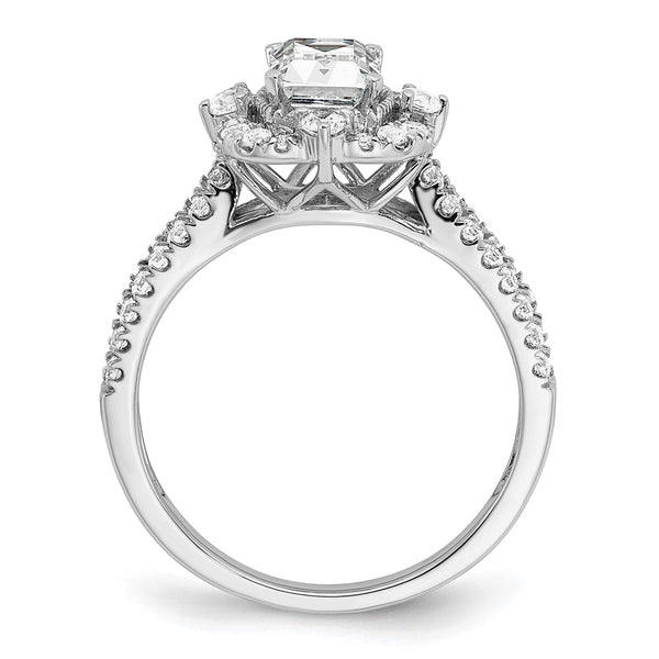 14K White Gold Vintage Halo Engagement Ring for 1 Carat Emerald-Cut