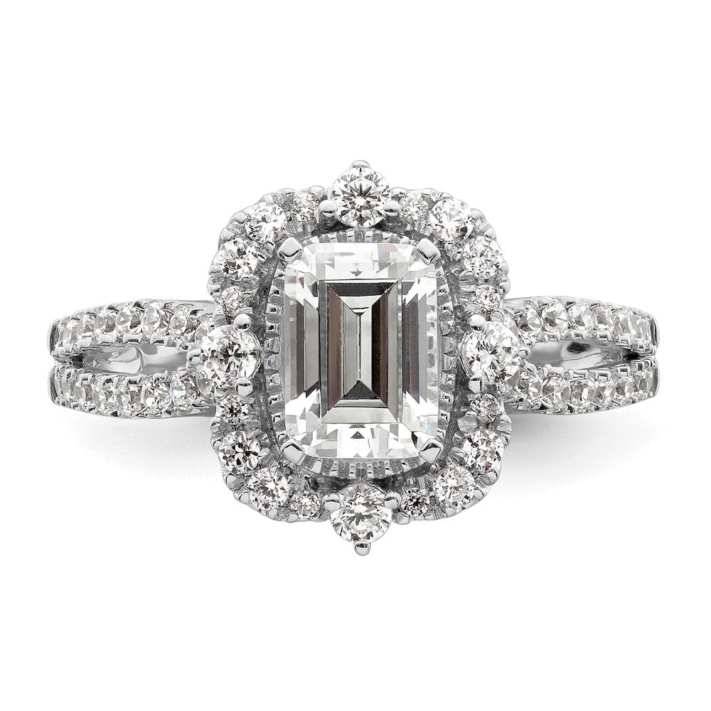 Buy Exclusive 14K White Gold Vintage Halo Engagement Ring for 1 Carat Emerald-Cut