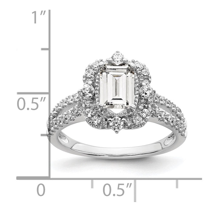 Buy Exclusive 14K White Gold Vintage Halo Engagement Ring for 1 Carat Emerald-Cut-7