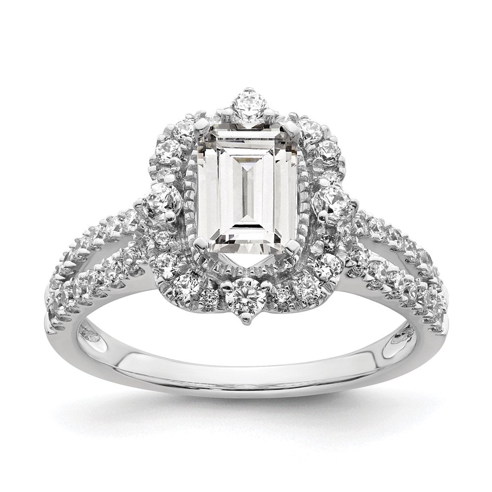 Buy Exclusive 14K White Gold Vintage Halo Engagement Ring for 1 Carat Emerald-Cut