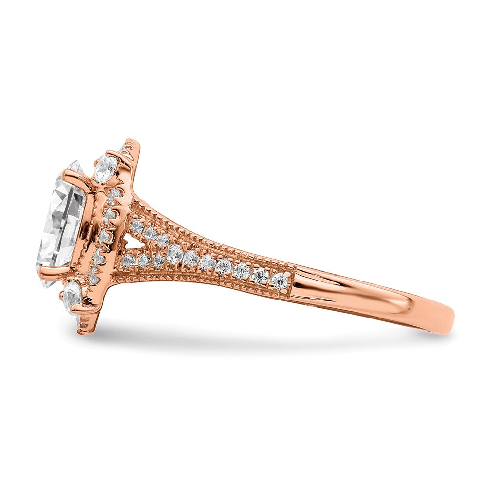 Buy 14K Rose Gold Vintage Halo Engagement Ring for 1 Carat Oval Center - Luxury Design with 3/8 Carat Diamonds