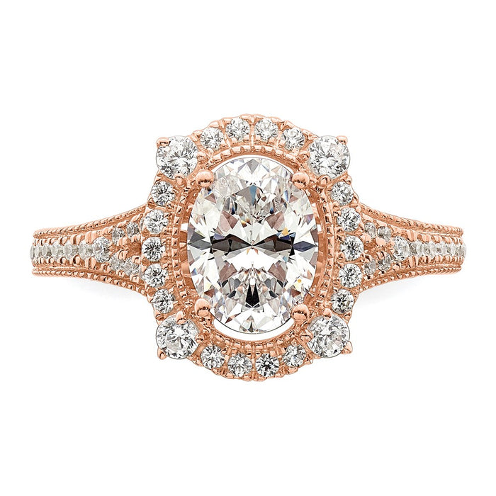 Buy 14K Rose Gold Vintage Halo Engagement Ring for 1 Carat Oval Center - Luxury Design with 3/8 Carat Diamonds-4