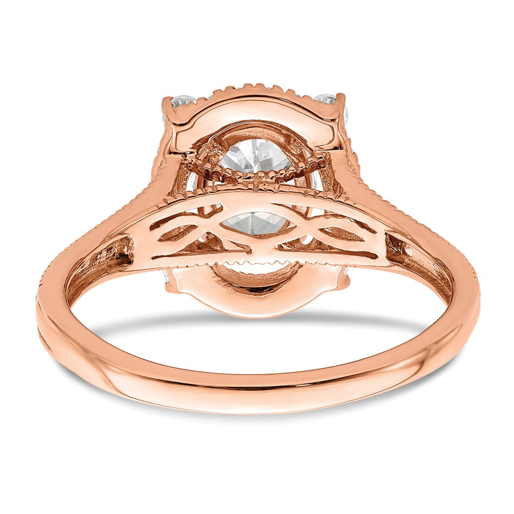Buy 14K Rose Gold Vintage Halo Engagement Ring for 1 Carat Oval Center - Luxury Design with 3/8 Carat Diamonds