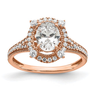 Buy 14K Rose Gold Vintage Halo Engagement Ring for 1 Carat Oval Center - Luxury Design with 3/8 Carat Diamonds