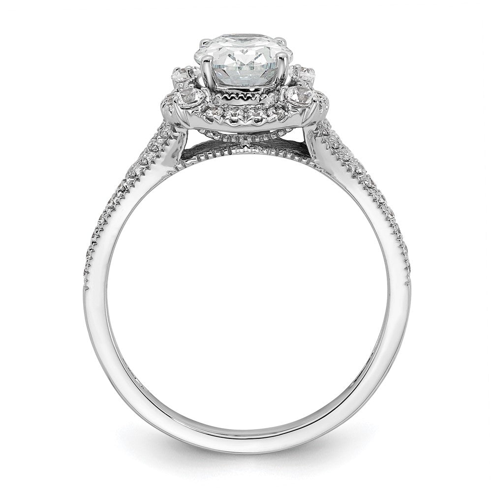 Exclusive 14K White Gold Vintage 1ct Oval Halo Diamond Engagement Ring