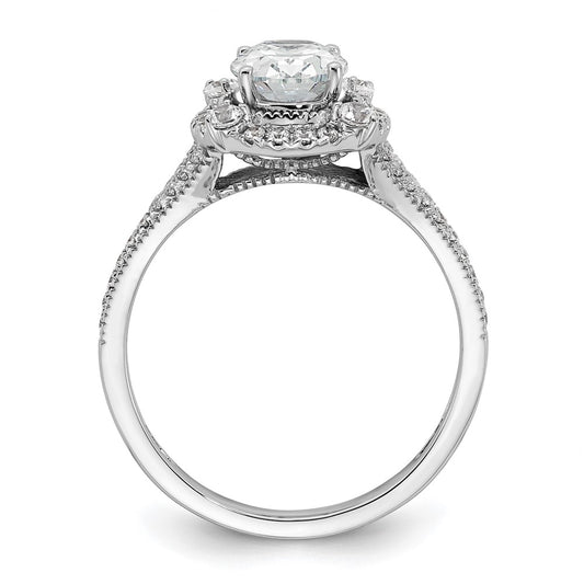 Exclusive 14K White Gold Vintage 1ct Oval Halo Diamond Engagement Ring