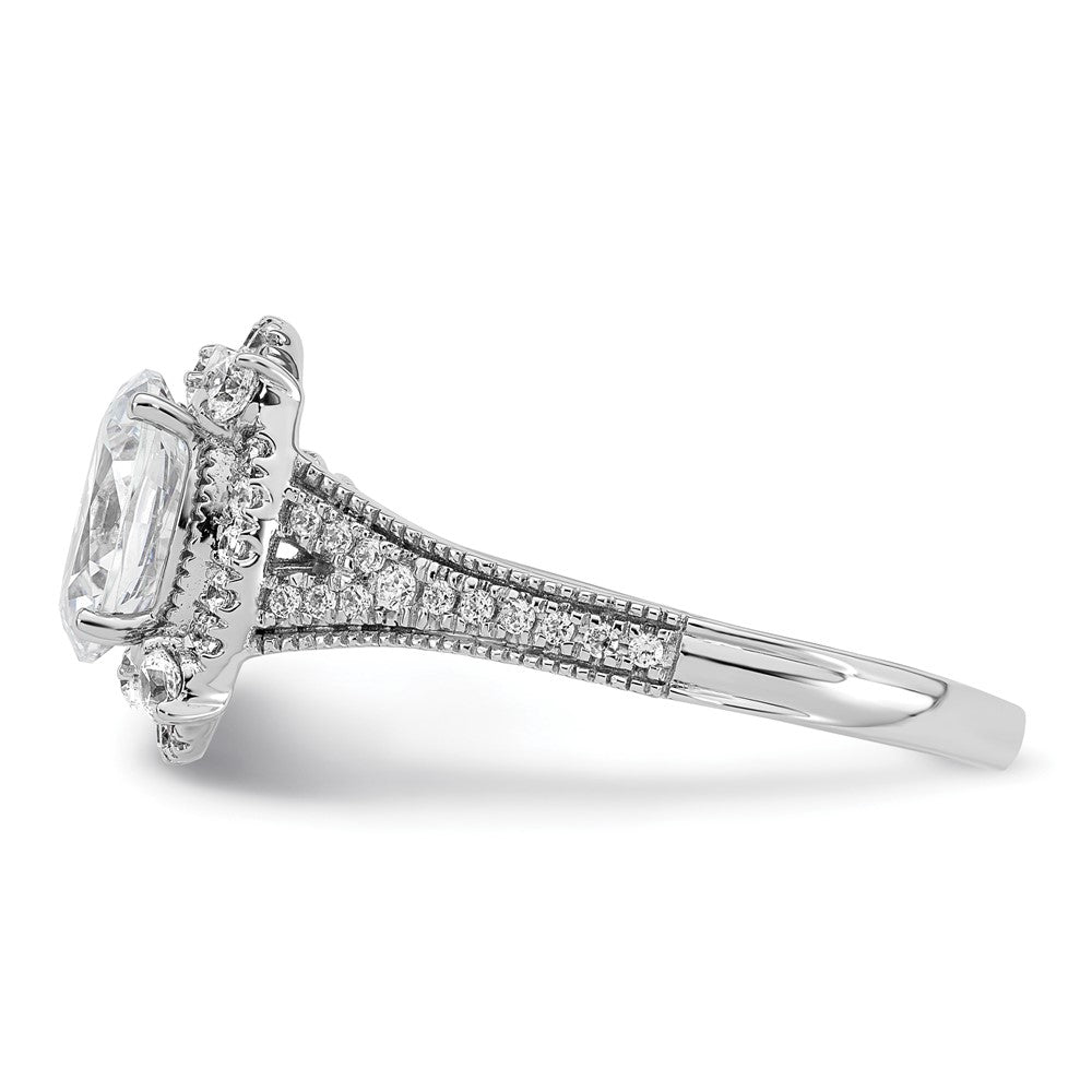 Exclusive 14K White Gold Vintage 1ct Oval Halo Diamond Engagement Ring