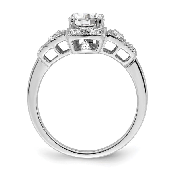 14K White Gold Art Deco Semi-Mount Engagement Ring - 5/8 Carat