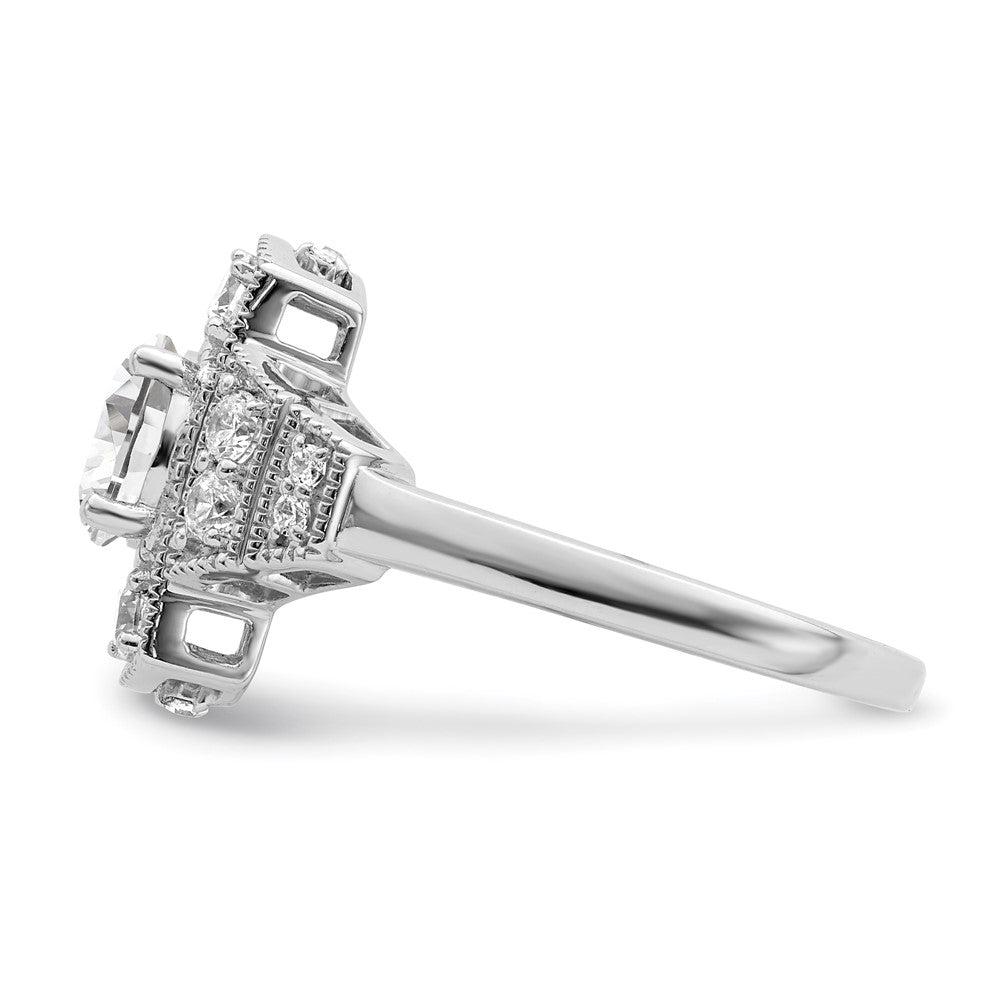 Exclusive 14K White Gold Art Deco Semi-Mount Engagement Ring - 5/8 Carat