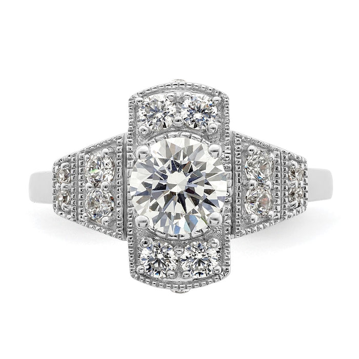 Exclusive 14K White Gold Art Deco Semi-Mount Engagement Ring - 5/8 Carat-4