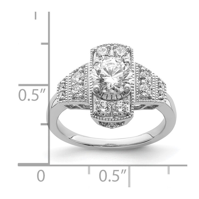 Exclusive 14K White Gold Art Deco Semi-Mount Engagement Ring - 5/8 Carat-7