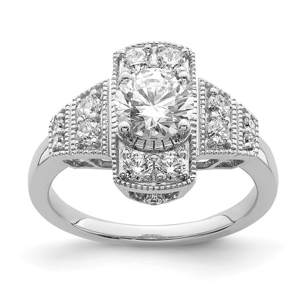 14K White Gold Art Deco Semi-Mount Engagement Ring - 5/8 Carat