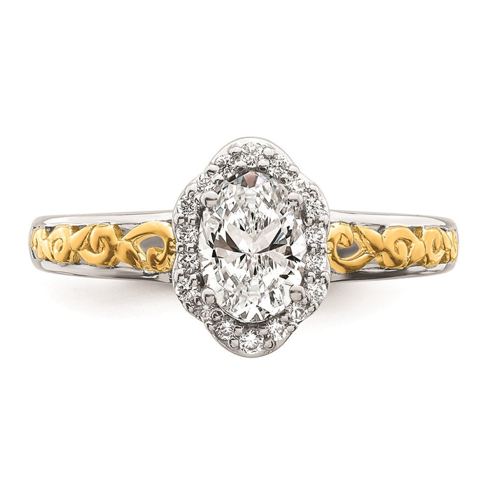 Buy Stylish 14K Two-Tone Vintage Oval Halo Engagement Ring - Affordable Value-4