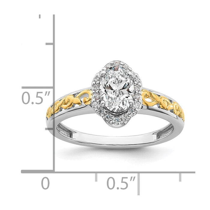 Buy Stylish 14K Two-Tone Vintage Oval Halo Engagement Ring - Affordable Value-7