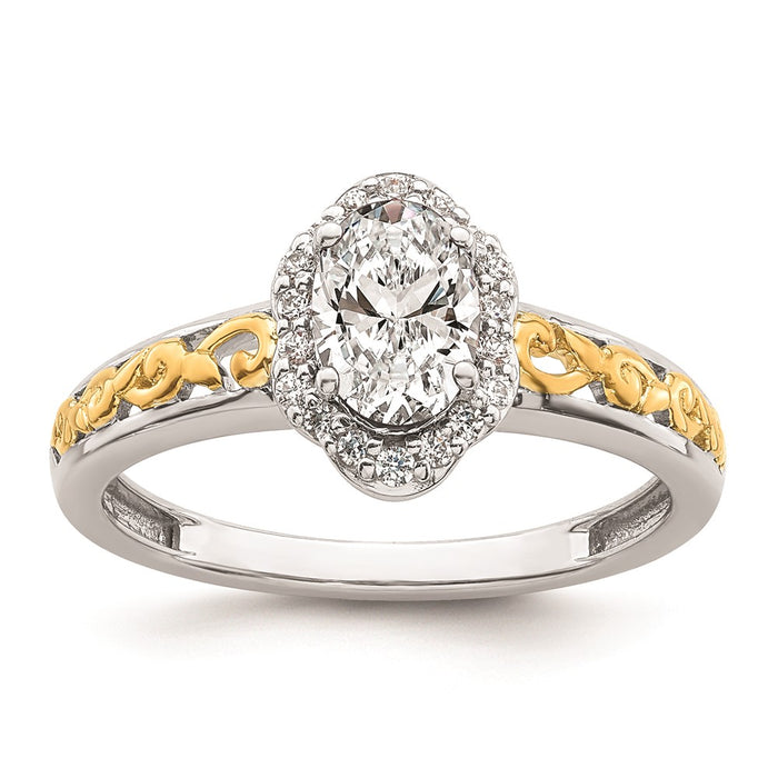 Buy Stylish 14K Two-Tone Vintage Oval Halo Engagement Ring - Affordable Value-1