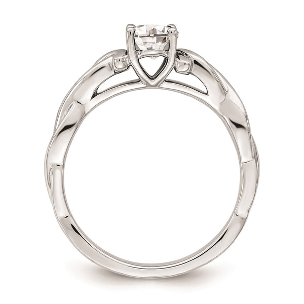 14K White Gold Twisted Band Oval Engagement Ring