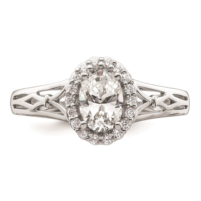 High-Quality 14K White Gold Oval Halo Engagement Ring Setting - Stylish Value!-4