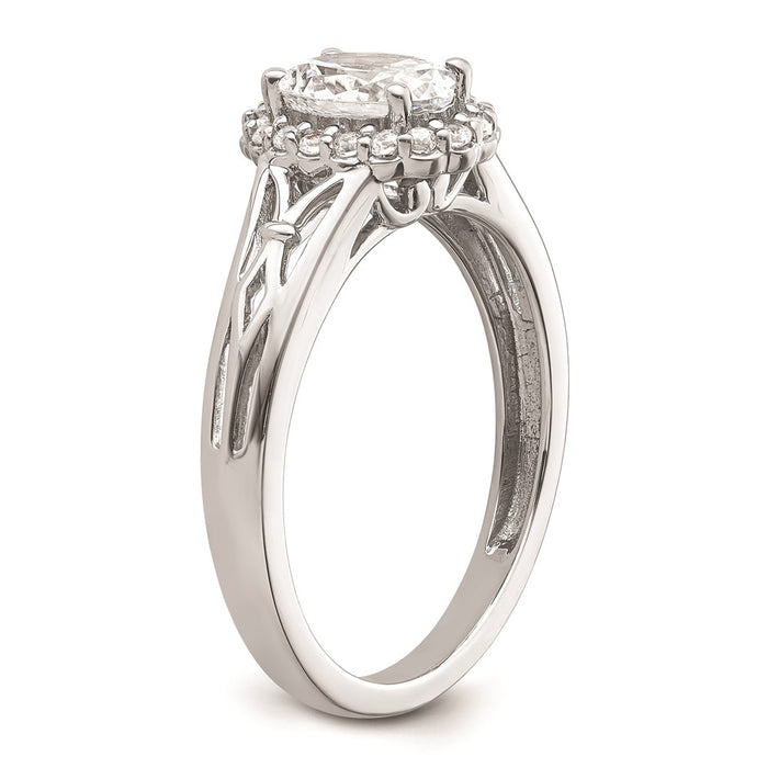 High-Quality 14K White Gold Oval Halo Engagement Ring Setting - Stylish Value!-6
