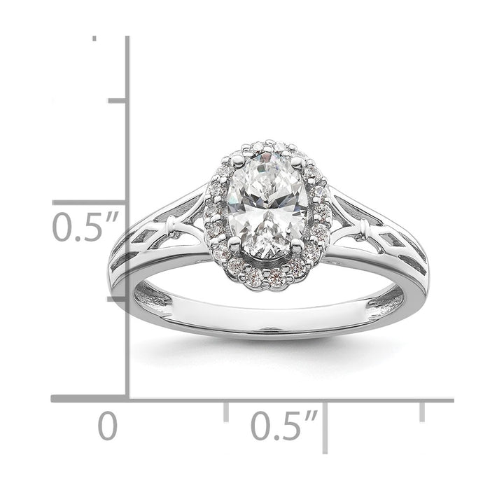 High-Quality 14K White Gold Oval Halo Engagement Ring Setting - Stylish Value!-7