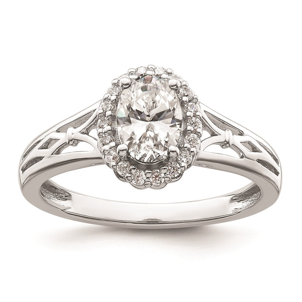 High-Quality 14K White Gold Oval Halo Engagement Ring Setting - Stylish Value!