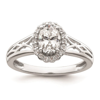 High-Quality 14K White Gold Oval Halo Engagement Ring Setting - Stylish Value!