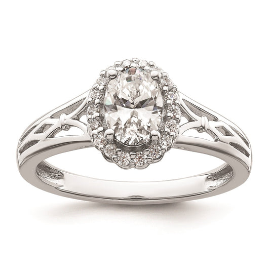High-Quality 14K White Gold Oval Halo Engagement Ring Setting - Stylish Value!