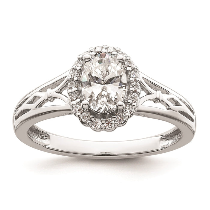 High-Quality 14K White Gold Oval Halo Engagement Ring Setting - Stylish Value!-1