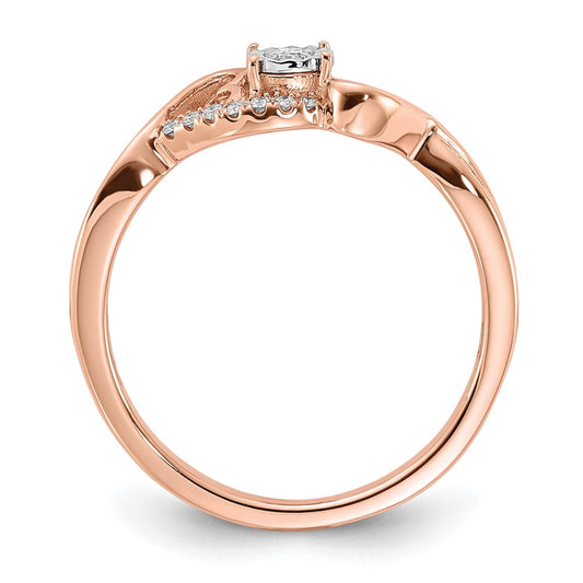 High-Quality 14K Rose Gold Diamond Ring with Heart Accents | Stylish Value