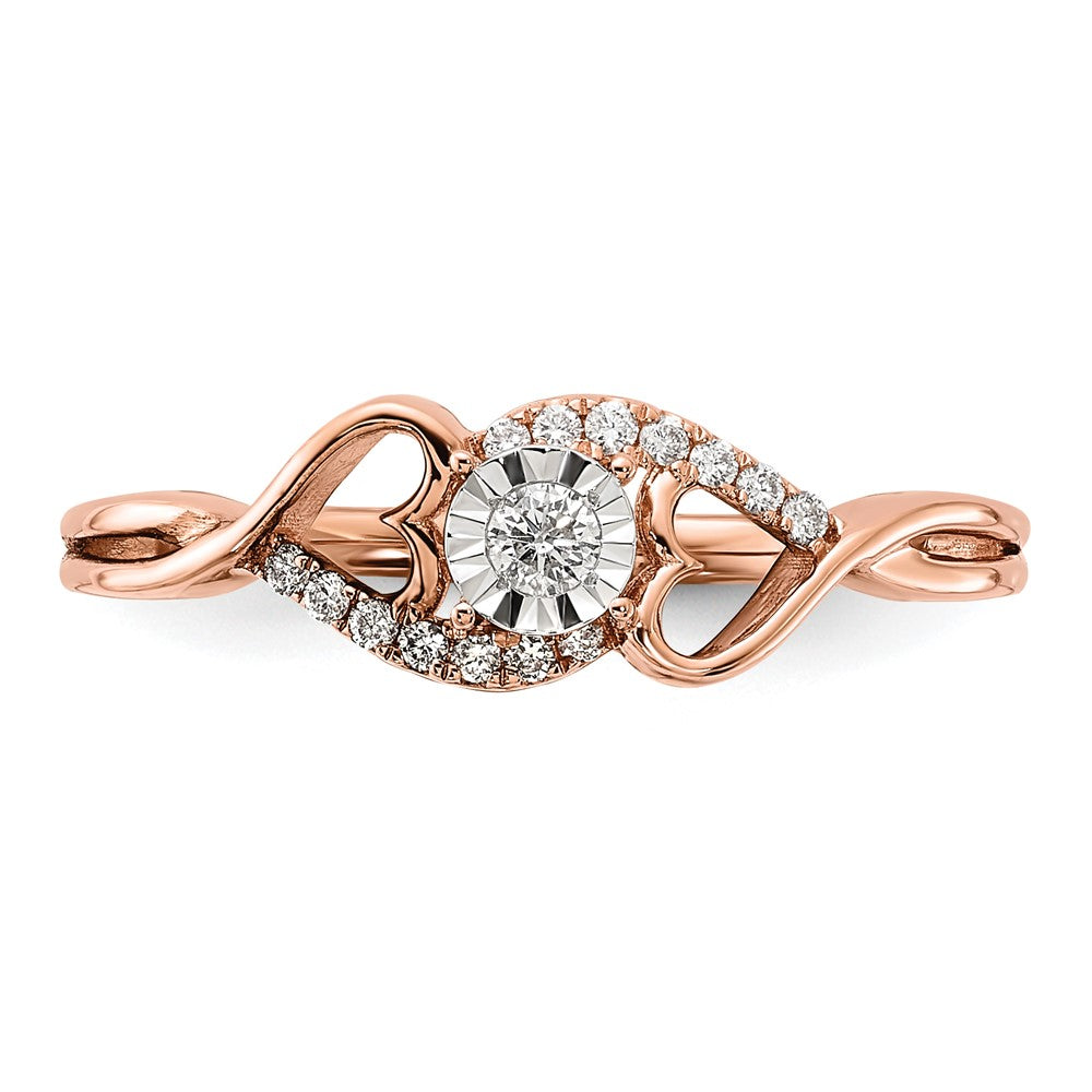 High-Quality 14K Rose Gold Diamond Ring with Heart Accents | Stylish Value