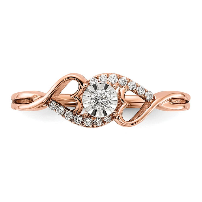 High-Quality 14K Rose Gold Diamond Ring with Heart Accents | Stylish Value-4