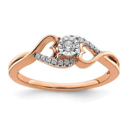 High-Quality 14K Rose Gold Diamond Ring with Heart Accents | Stylish Value