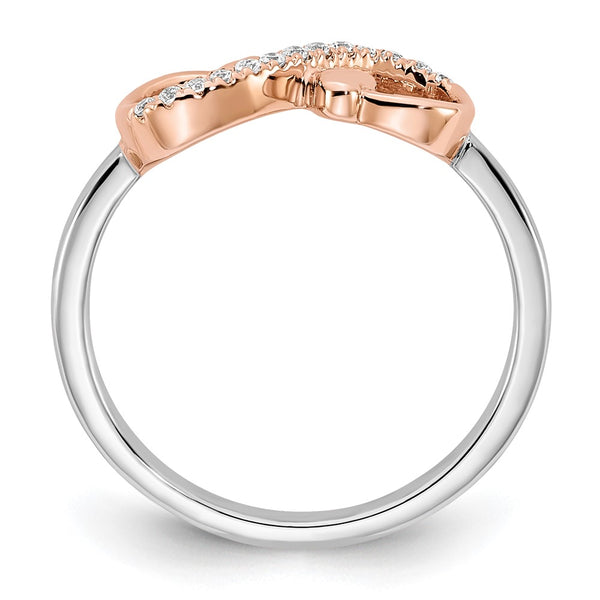 10K Two-Tone White & Rose Gold Infinity Heart Diamond Ring