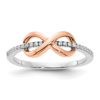 Shop Stylish Rose Gold-Tone Infinity Ring in Sterling Silver with Diamonds
