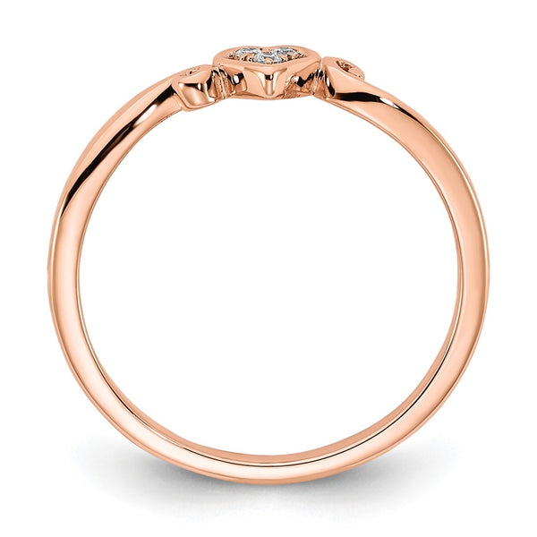 10K Rose Gold Heart-Shaped Diamond Ring