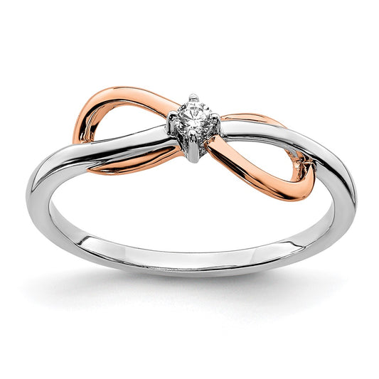 Buy Stylish 10K Two-Tone Polished Infinity Diamond Ring in White & Rose Gold