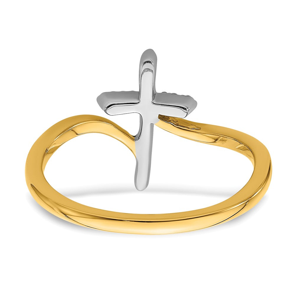 Buy Stylish 14K Two-Tone Polished Diamond Cross Ring - Luxury Design, Affordable Price