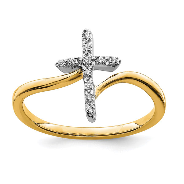 Buy Stylish 14K Two-Tone Polished Diamond Cross Ring - Luxury Design, Affordable Price