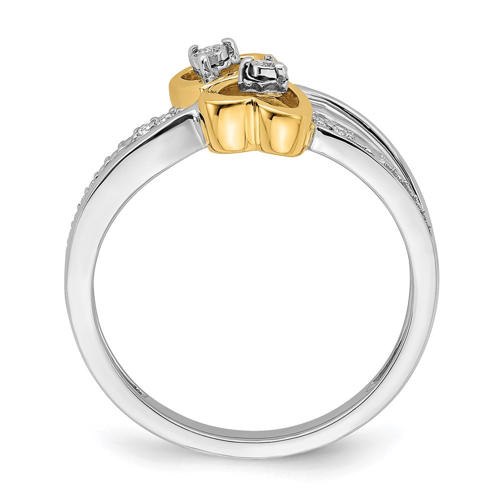 Buy Stylish 14K Two-Tone Double Heart Diamond Engagement Ring - 0.85mm