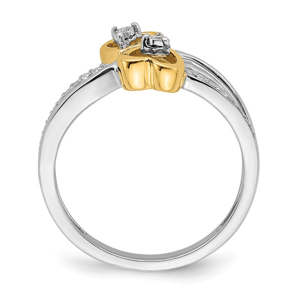 Buy Stylish 14K Two-Tone Double Heart Diamond Engagement Ring - 0.85mm
