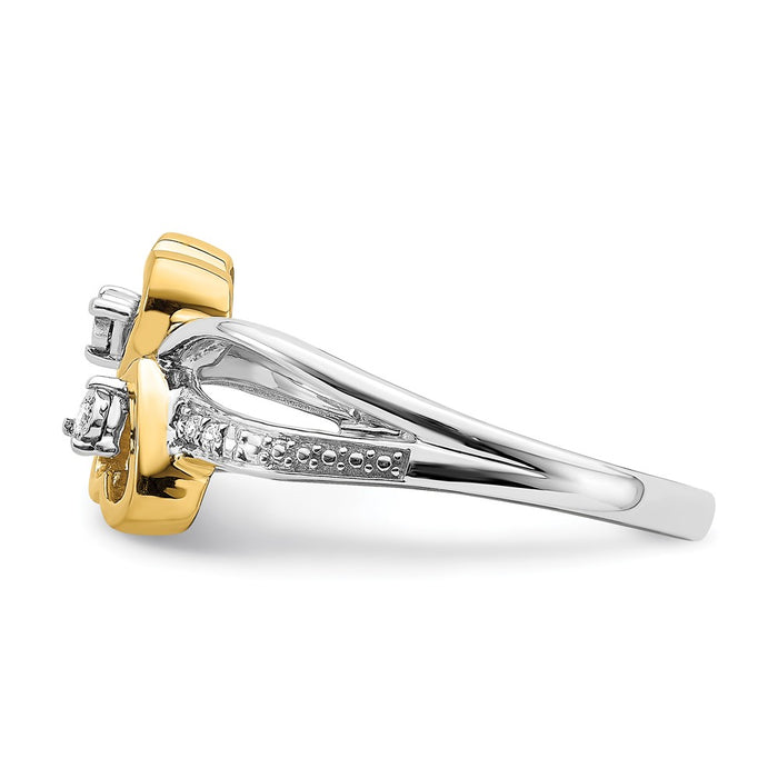 Buy Stylish 14K Two-Tone Double Heart Diamond Engagement Ring - 0.85mm-4