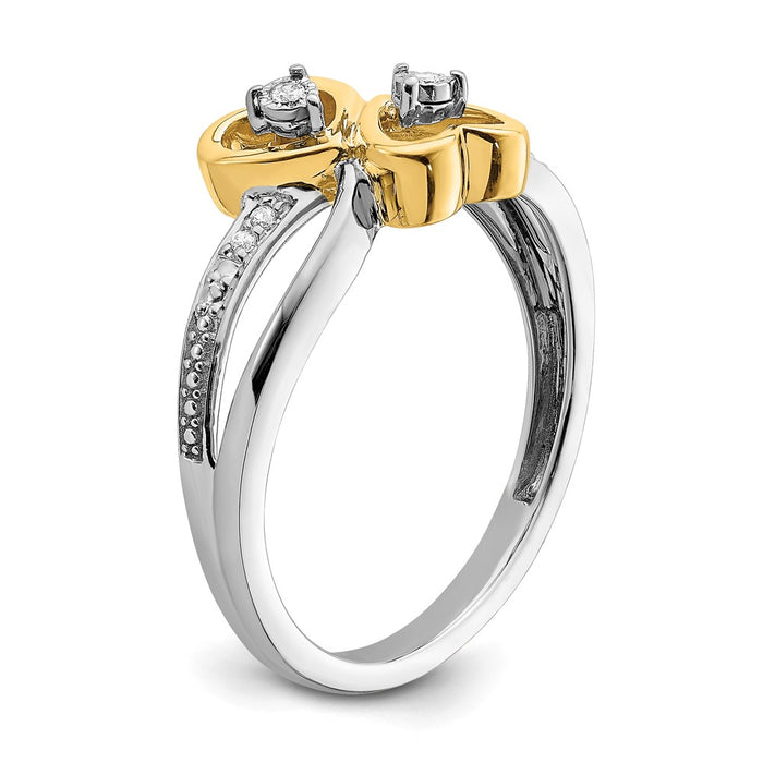 Buy Stylish 14K Two-Tone Double Heart Diamond Engagement Ring - 0.85mm-7