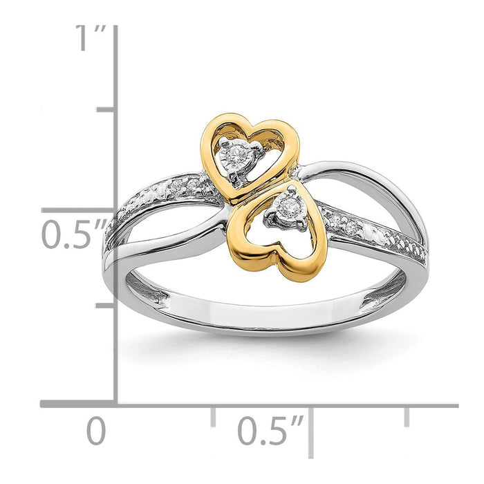 Buy Stylish 14K Two-Tone Double Heart Diamond Engagement Ring - 0.85mm-3