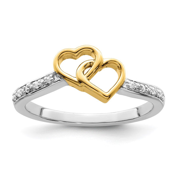 14K Two-Tone Polished Double Heart Engagement Ring