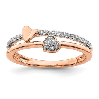 Shop 14K Rose Gold Hearts Ring with 1/8 Carat Lab-Grown Diamond - Luxury Style